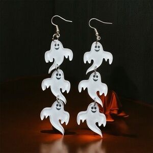 Halloween Ghost Spooky Acrylic Dangle Earrings!